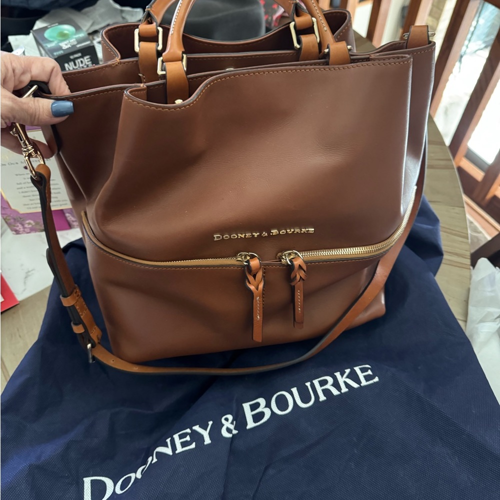 Dooney & Bourke City Dawson Leather Satchel Bag - Tan